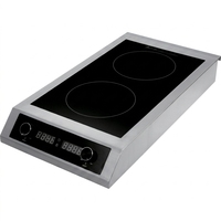 Table de cuisson à induction commerciale 2 brûleurs plats 3500W*2 avec commande par bouton, cuisinière électrique de comptoir