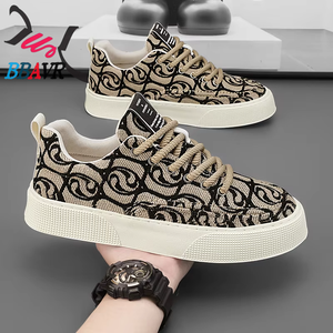 Zapatos de Lona para Hombre, Estampados y Bordados, Estilo Deportivo, Superficie de Tela, Suela Gruesa, Zapatos Casuales de Moda - Product Image 1