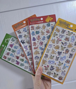 <span class=keywords><strong>Autocollants</strong></span> 3D en relief mignons en cristal, style dessin animé ancien, sur toile de chanvre, thème biologie, Pokémon et BONBO DROP - Product Image 1