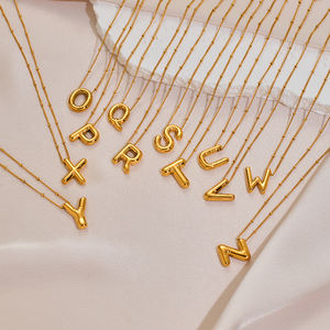 MS 2024 Venta caliente 18K chapado en oro de acero inoxidable Punk Chunky <span class=keywords><strong>Bubble</strong></span> Capital inicial letra colgante collar para fiesta - Product Image 4
