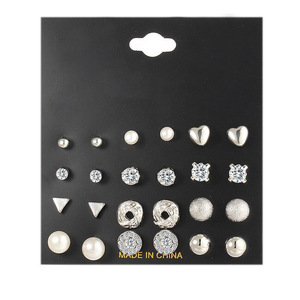 Bulk Pearl Crystal Zircon <strong>Stud</strong> Earring Set <strong>Silver</strong> Heart Ear <strong>Stud</strong> Round Hoop Earrings Fashion Jewelry for Women Party Gift - Product Image 6