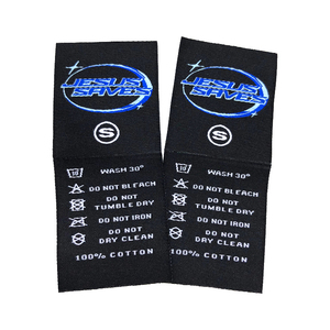 Etiqueta tejida personalizada, etiquetas de tamaño de cuidado de lavado con pliegue central, etiquetas interiores para cuello de camiseta para ropa - Product Image 2