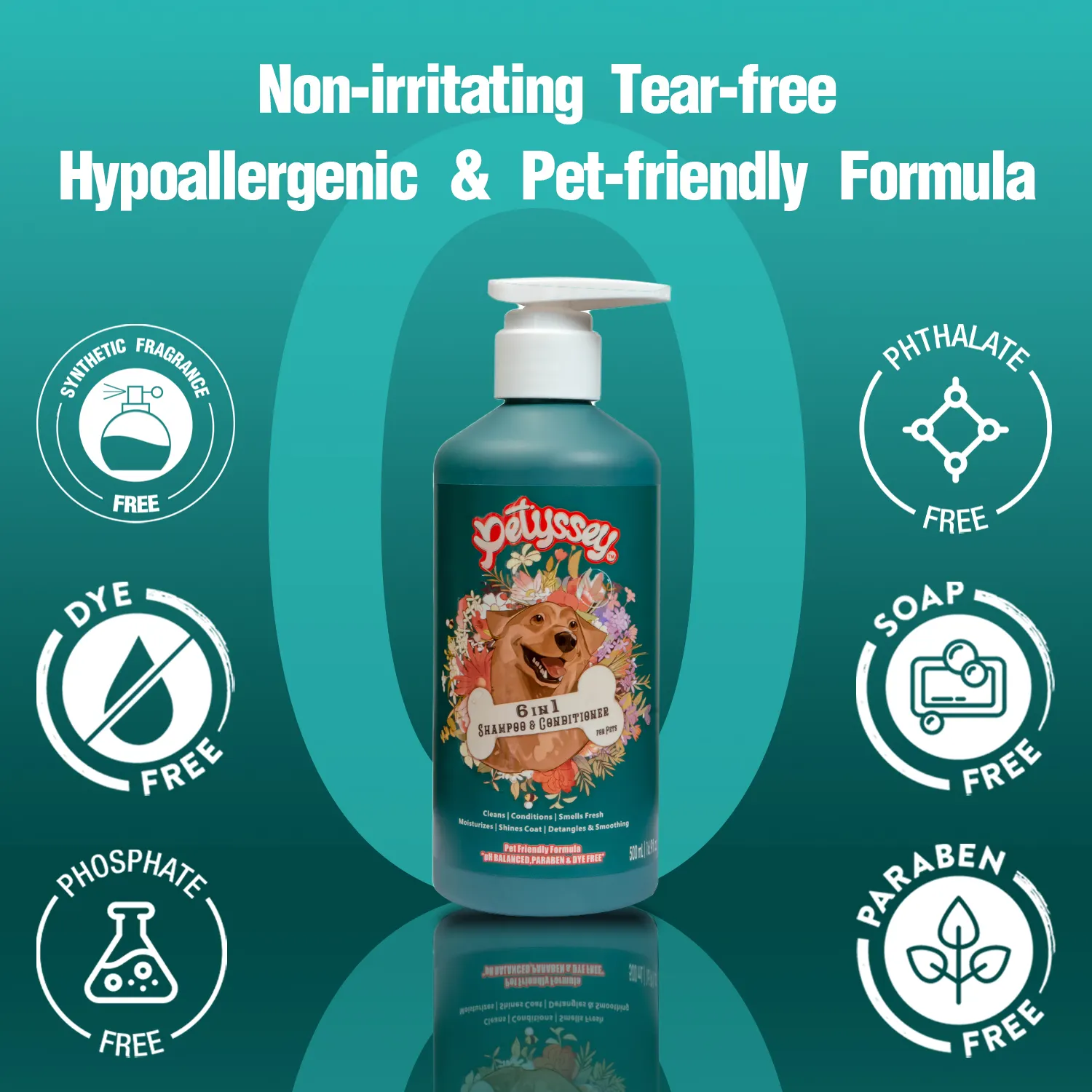 Risciacquo rapido Shampoo per cani ipoallergenico delicato idrata pulisce 6 in 1 Pet Shampoo e balsamo
