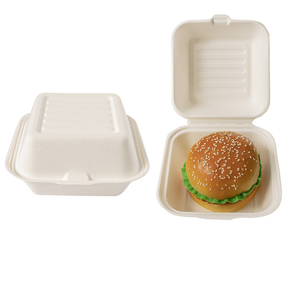 Compostable Disposable Eco-friendly 6" Clamshell <strong>Burger</strong> Takeaway <strong>Box</strong> Sugarcane Bagasse Biodegradable Food Container - Product Image 1