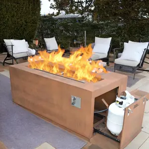 New Garden Decor Gas Burner Propane Fire Pit Table Outdoor Heating Corten Steel Outdoor Gas Fire Pit