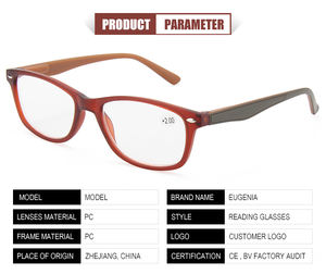 يوجينيا بالجملة مخصص نظارات للقراءة 2 الألوان عالية الجودة + 2.00 التكبير العصرية نظارات للقراءة صنع في الصين - Product Image 3