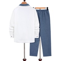 Nouvel ensemble décontracté pour homme, chemise à revers texturée à blocs de couleur et pantalon droit ample, 2 pièces, collection printemps