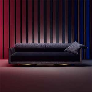 Sofá de Salón Curvo de Estilo Italiano de Lujo, Tapizado en Tela, para una Familia de Tres Personas, con Acabado en Cuero Mate - Product Image 3