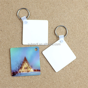 Double Sided FRP Products Sublimation Blank Heat Transfer Keychain for Art Crafts Making White Plastic Key Rings Square Tags