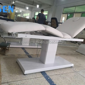 Mobilier de salon de beauté Kisen, tables de massage spa à 3 moteurs, chaise hydraulique pour extensions de cils, lit électrique pour soins du visage noir avec base dorée - Product Image 5