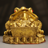 Figurine de crapaud doré en laiton, Feng Shui traditionnel, moulage antique, cadeaux d'ouverture de magasin, décoration pour la maison et les entreprises