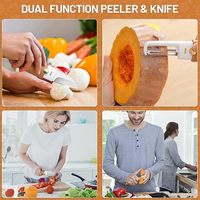 Couteau à éplucher les fruits à double fonction Portable couteau à éplucher les fruits en acier inoxydable à double tête pour la cuisine ensemble de couteaux à fruits 2 en 1