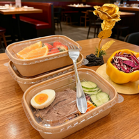 Caja de Papel Kraft Ecológica y Moderna para Aperitivos de Fideos, Impermeable, Apilable, para Comida para Llevar, con Logotipo Personalizado