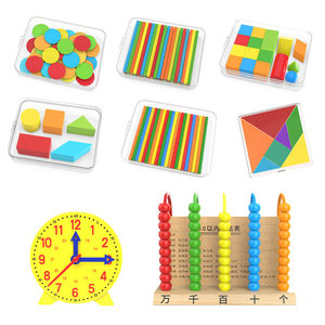 Juego <span class=keywords><strong>de</strong></span> Herramientas <span class=keywords><strong>de</strong></span> Enseñanza <span class=keywords><strong>de</strong></span> Matemáticas para <span class=keywords><strong>Primaria</strong></span> (K-3) - Piezas Circulares para Contar, Palitos para Contar, Modelos Geométricos, Modelos <span class=keywords><strong>de</strong></span> Relojes - Product Image 5