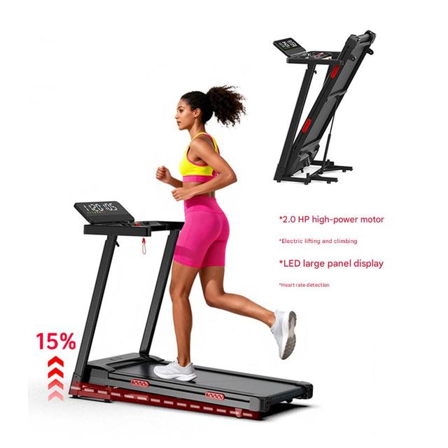 Electric Foldable Walking Pad with 15% Auto Incline LED Screen Portable Under Desk Treadmill for Home Office Quiet Use