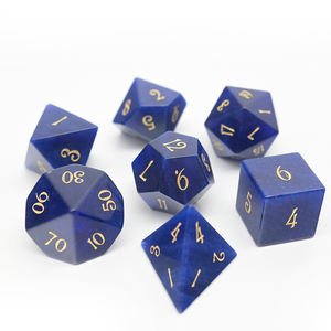 Nouvelles arrivées en stock : Jeu de dés DND gravés en aventurine bleue mystique, 7 dés en pierre précieuse foncée, au meilleur prix - Product Image 1