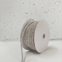 Cordon en coton à paillettes et strass, 6 rangées, tube rond, anti-déchirure, pour lacets, garnitures, chaînes flexibles de qualité militaire