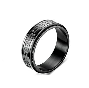 Nhẫn xoay giảm stress bằng thép không gỉ 8mm, trang sức thời trang, mạ vàng, khắc nổi, dành cho nam - Product Image 2