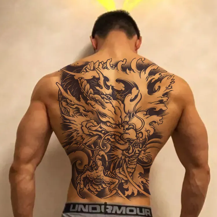 2024 Nieuwe Kruidensap Semi-Permanente Grote Arm Rug Dragon Tattoo Foto 'S Voor Mannen