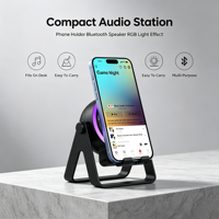 Chargeur sans fil 3-en-1, enceinte Bluetooth avec lumière LED RGB, support de téléphone pour la maison et les fêtes
