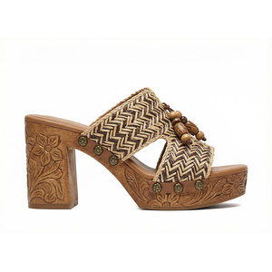 Sandales à <span class=keywords><strong>talon</strong></span> épais tissées bohèmes vintage personnalisées Xinzirain, décorées de perles <span class=keywords><strong>en</strong></span> <span class=keywords><strong>bois</strong></span>, <span class=keywords><strong>talon</strong></span> sculpté <span class=keywords><strong>en</strong></span> <span class=keywords><strong>bois</strong></span>, <span class=keywords><strong>mules</strong></span> pour femmes - Product Image 1