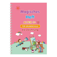Cahiers d'écriture réutilisables allemands à spirale avec rainures, modèle de conception, cahier d'exercices magique pour enfants - Cadeau