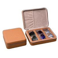 Portable 2 ou 3 fentes Litchi PU cuir lunettes de soleil mallette de rangement lunettes organisateur sac de voyage dur lunettes fermeture éclair boîte pour hommes