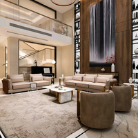 Italienisches Luxus-Ledersofa, Großes Modernes Villen-Möbelstück, Hochwertiges Wohnzimmer-Sofa