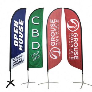 Drapeau publicitaire personnalisé en forme de larme pour salon professionnel, impression de logo, drapeau de plage promotionnel pas cher - Product Image 1