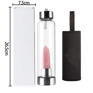 Bouteille d'eau en verre avec élixir <span class=keywords><strong>de</strong></span> pierres précieuses naturelles en gros Quartz rose infusée d'améthyste énergie <span class=keywords><strong>de</strong></span> guérison infusée - Product Image 6