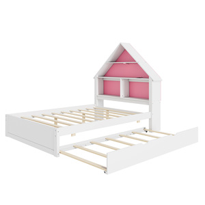 Modern <b>House</b>-Shaped Kids <b>Bed</b> With Storage Pink Color Bedroom Furniture For Children - Product Image 4