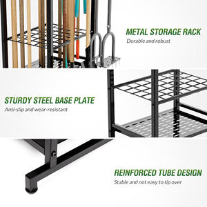 Soporte organizador de herramientas de jardín de <span class=keywords><strong>metal</strong></span> Buy-Wish con ganchos para interior y exterior, estante de almacenamiento de herramientas de jardín de alta resistencia - Product Image 5