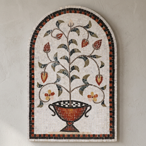 Mosaico de Azulejos Florales de Cerámica Hechos a Mano ArtisRaw MF012, Mural de Piedras de Colores, Rectángulo Vertical Colgante, Estilo Mediterráneo para Cocina - Product Image 2
