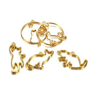 <b>Gold</b> Alloy Cat Resin <b>Frame</b> Pendant Keychain DIY Jewelry Accessory 4Pcs Ocean Edition 5Pcs Animal Shape - Product Image 2