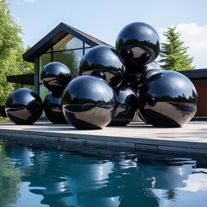 Large Ornaments For Interior House Hot Sale Ceilings Ornaments Black Globe Disco Ball Big Shiny Ball Set