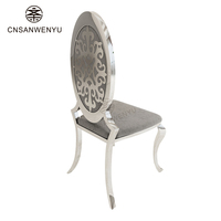 Chaises de salle à manger en acier inoxydable de couleur gris argenté, style nordique moderne et luxueux, pour banquets, mariages, hôtels, bars et événements