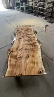Ensemble de table console en bois massif de luxe avec panneau en résine époxy pour hôtels/villas/salles à manger - Design moderne européen, mobilier de maison, 1 pièce