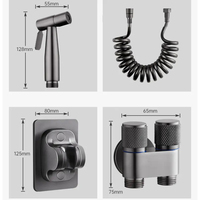 SANIPRO Robinet d'angle en plastique 1 entrée 2 sorties, pulvérisateur de toilette portable, ensemble pistolet de pulvérisation pour bidet Shattaf, robinet manuel pour femmes musulmanes