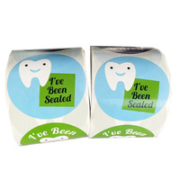 Autocollants personnalisés en rouleau pour étiquettes de brosses à dents circulaires à motif animal, surface brillante, impression promotionnelle pour entreprises, autocollants à motif animal