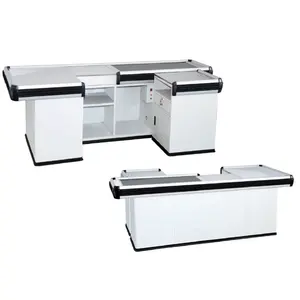 Hot Selling Electric Cashier Counter Desk für Supermarkt, Shop Registrier kasse Design Kassierer Counter Tisch mit Förderband