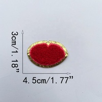 Vente en gros de patchs de broderie cousus de haute qualité Lèvres rouges Patch brodé bricolage Lèvres rouges à paillettes dorées Patch en chenille pour vestes