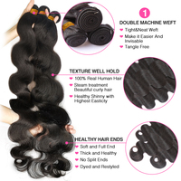 Cheveux longs noirs naturels pas cher 20 pouces vague de corps 100% extensions de cheveux humains vierges indiens brésiliens bruts tissage de paquets de cheveux