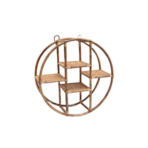Estante de Pared Colgante de Bambú Rústico Moderno de la Mejor Calidad, Soporte para Plantas Duradero de Alta Calidad, Hecho a Mano en India - Product Image 1