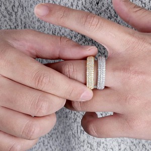 Anillo de Eternidad Completo con Micro Pavé de Circonitas Cúbicas, Diseñ<span class=keywords><strong>o</strong></span> de Tubo Redondo y Cúpula, Chapado en Oro y <span class=keywords><strong>Plata</strong></span> sobre Latón, Joyería Unisex para Parejas, Estilo Hip Hop, Venta al por Mayor - Product Image 2