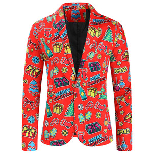 Coffret cadeau bonhomme de neige de <span class=keywords><strong>Noël</strong></span> pour hommes antistatique Santa Suits Vest Simple Breasted Closure Flat Front Christmas Jacket Set Zipper Fly - Product Image 4