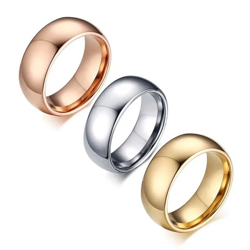 Hot sales trendy jewelry 18K gold plated men rings 8MM tungsten carbide ring unisex gift party