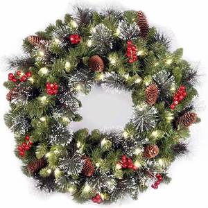 พวงหรีดตกแต่งคริสต์มาสสไตล์อเมริกันยอดนิยม ผลไม้สีแดง ผลเบอร์รี่ ทำด้วยมือ สำหรับแขวนประตู ตกแต่งหน้าต่าง - Product Image 2