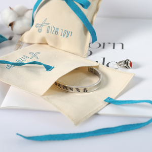 Cotton Canvas Envelope Pouch Recyclable Jewelry Packaging Bags Underwear Clothing Shoes <b>Socks</b> <b>Cream</b> Teal Dust Sack Tie Closure - Product Image 2