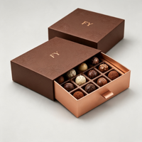 Gros Boîte Chocolat Couvercle Rabattable et Tiroir avec Séparateur Plastique pour Cadeaux Truffes