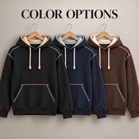 Sweat-shirt à capuche décontracté pour homme en coton 320 GSM avec coutures contrastées, épaules tombantes et cordon de serrage – Style streetwear